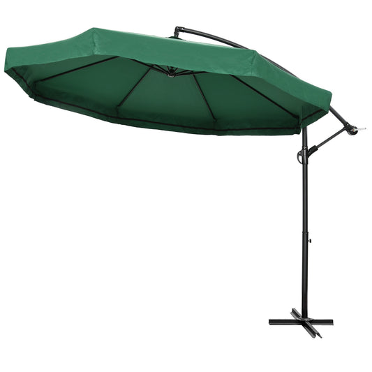 Outsunny Garden Umbrella 3x3 m with Mosquito Net, Crank Opening and Cross Base, Green - Borgè