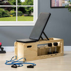 HOMCOM Multifunctional Bench with Adjustable Backrest, Storage Compartment, Rack for Weights and Elastic Bands, Wood