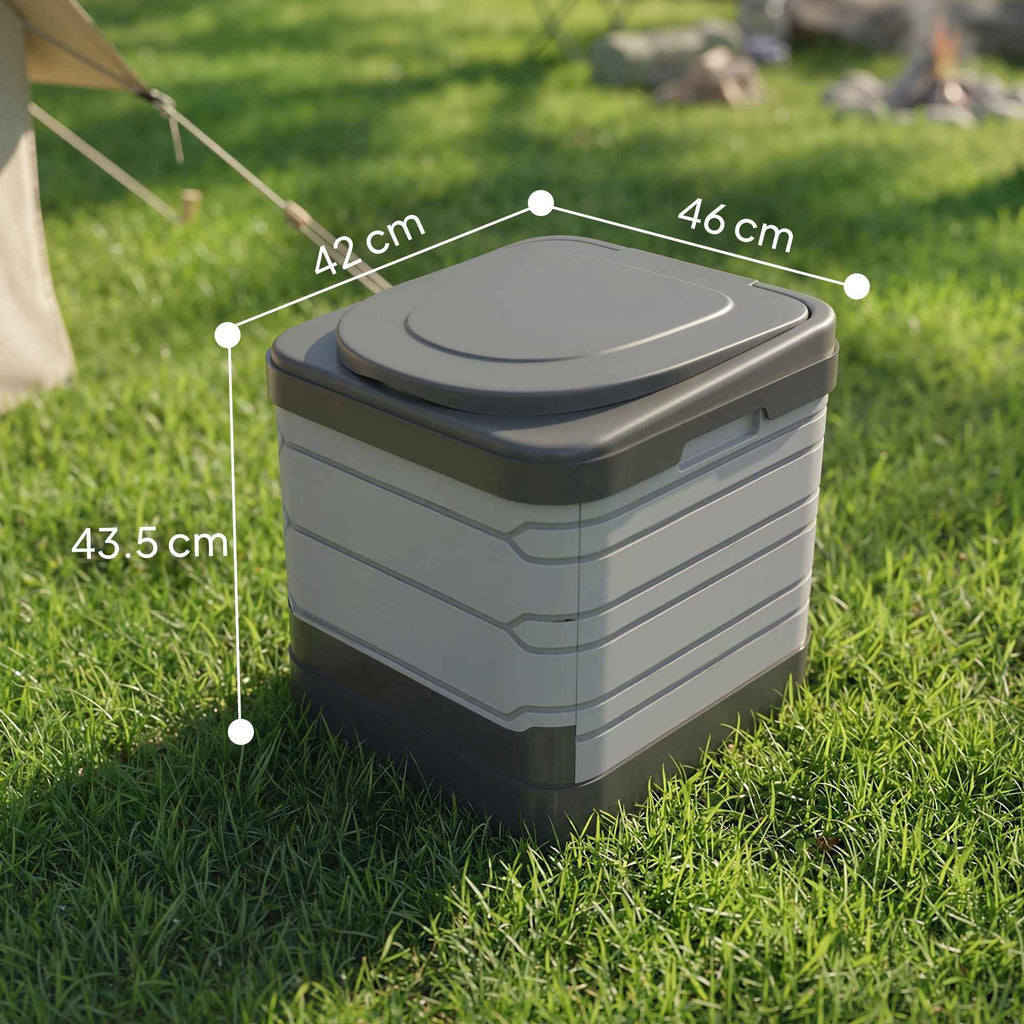 Outsunny Portable Camping Toilet with 12 Clotting Packets and 12 Disposal Bags, 42x46x43.5 cm, Grey and Black