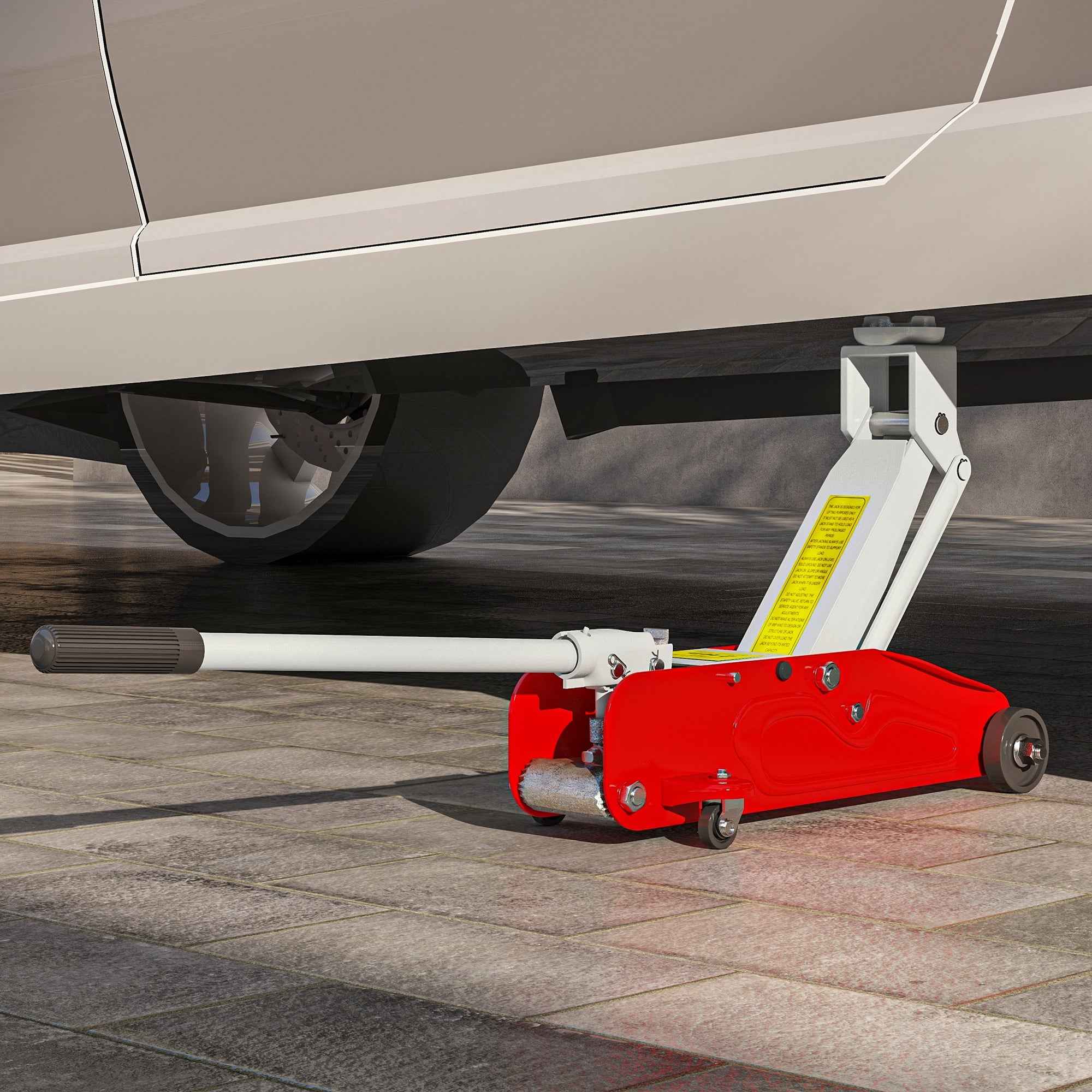HOMCOM Hydraulic Jack with 12-30 cm Lift and 2 Ton Capacity, Reinforced Steel, Red and Grey