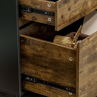 Chest of Drawers with 3 Drawers in Chipboard in Rustic Style, 60x45x75cm, Brown and Black