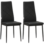 Set of 2 Modern High Back Dining Chairs in Faux Leather and Steel, 41x50x97 cm, Black