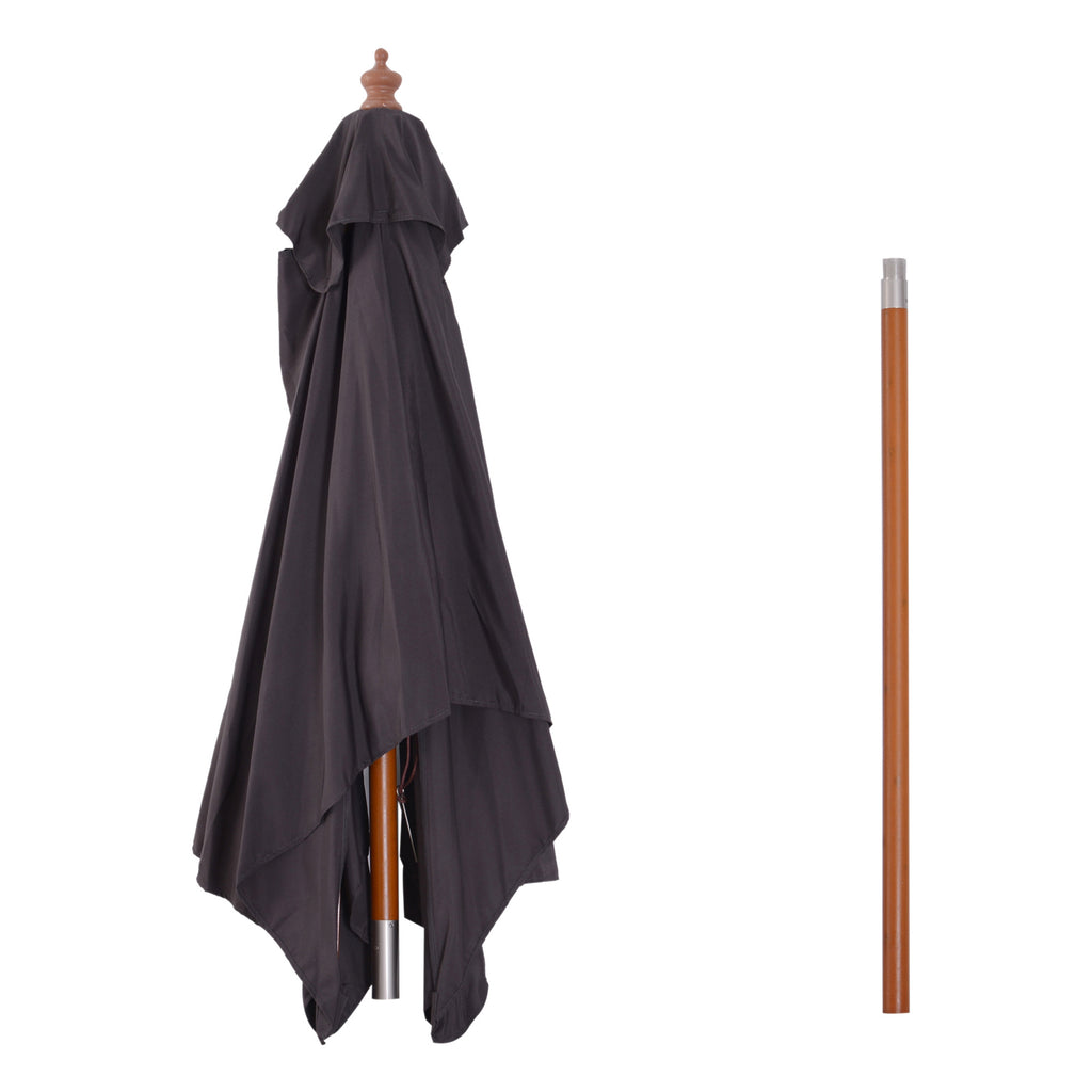 Outsunny 2x1.5m Tilting Garden Umbrella with 6 Ribs and Fir Wood Pole, Dark Grey
