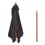 Outsunny 2x1.5m Tilting Garden Umbrella with 6 Ribs and Fir Wood Pole, Dark Grey