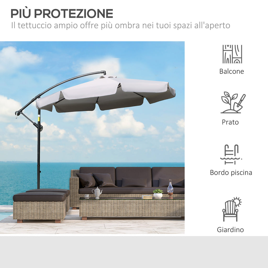 Garden Umbrella with Crank Opening in Metal and Polyester, Ø2.7x2.7 m, Gray
