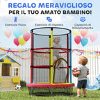 HOMCOM Trampoline for Children 3-6 Years with Safety Net, Without Springs, Ø160x190 cm, Multicolored
