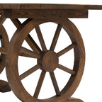 Country Style Garden Table with Wheel Legs, Weatherproof Fir Wood, 110x60x65 cm