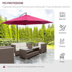 Garden Umbrella 3x2.5 m Tilting Arm with Crank, Dark Red - Borge' Group Limited