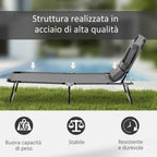 Outsunny Folding Deck Chair with Reading Hole and Cushion, 4-Level Reclining, Oxford Fabric and Steel Frame, Green