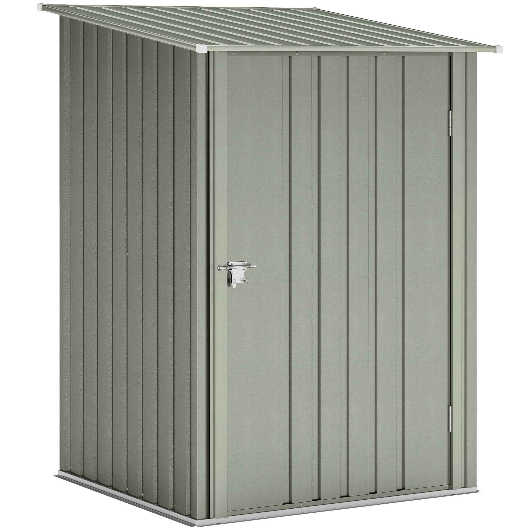 Outsunny Galvanized Steel Garden Shed with Hinged Door, 100x104x160 cm, Silver