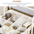 HOMCOM 3-Tier Multipurpose Kitchen Cart with Removable Baskets and Hooks, Shelf with 12 Dividers, White