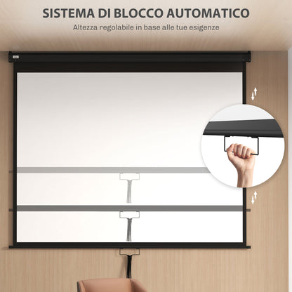 Projector Screen 100" Adjustable  with Ceiling and Wall Mount, 4:3 Format, 203x152cm, Black and White