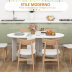 Folding Table for 6 People with 2 Oval Wooden Drop-Leafs, 163x80x75 cm, White