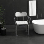 3-in-1 Shower Chair with Backrest and Armrests, Adjustable Height and Non-Slip Feet, White
