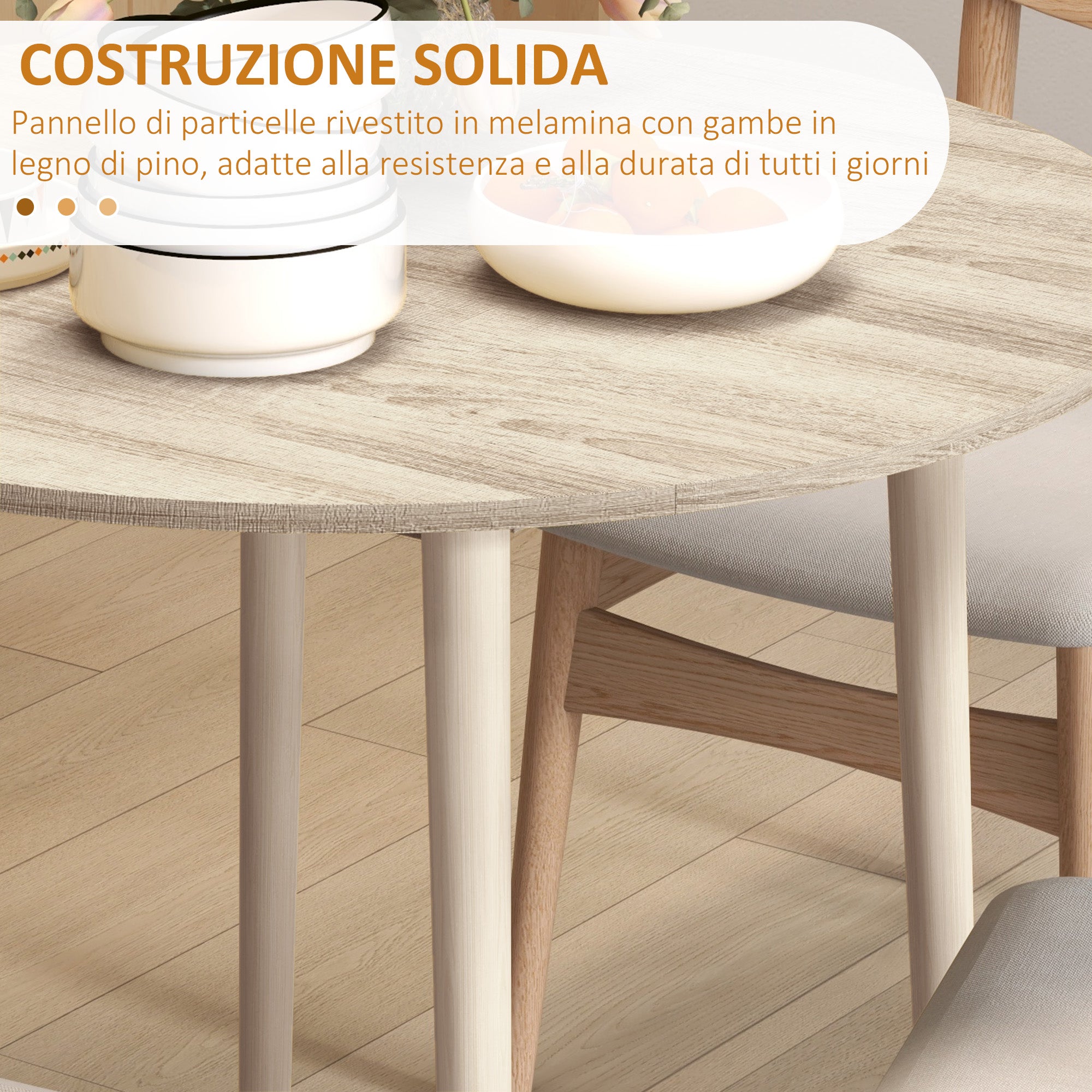 HOMCOM Modern Folding Table for Kitchen and Living Room, in Chipboard, Ø89x73.5 cm - Borgè