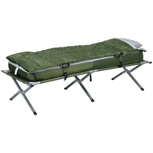 Outsunny set of camping cottage with inflatable mattress, pillow, sleeping bag and transport bag, green - Borgè