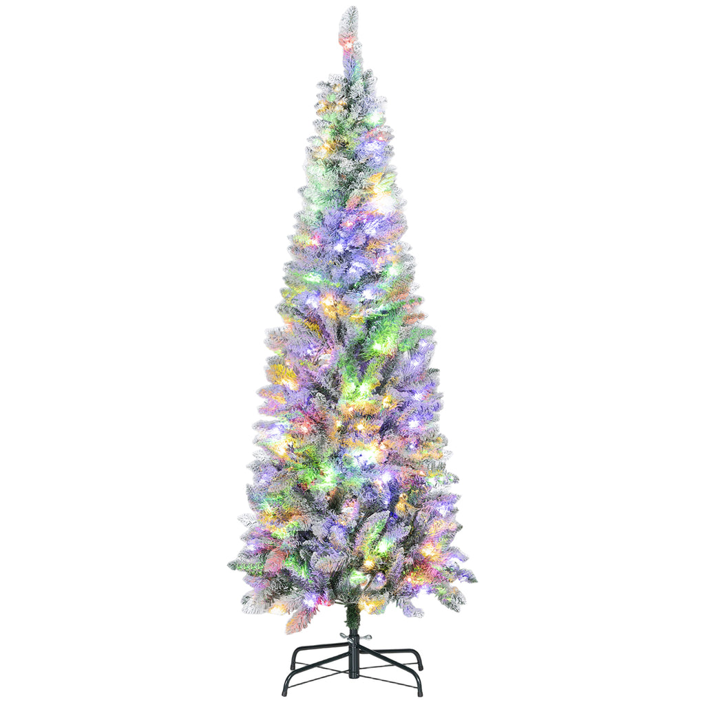 Snow-Covered Christmas Tree with 180 LED Lights, 11 Effects and 479 Branches, Ø65x180 cm, Green and White