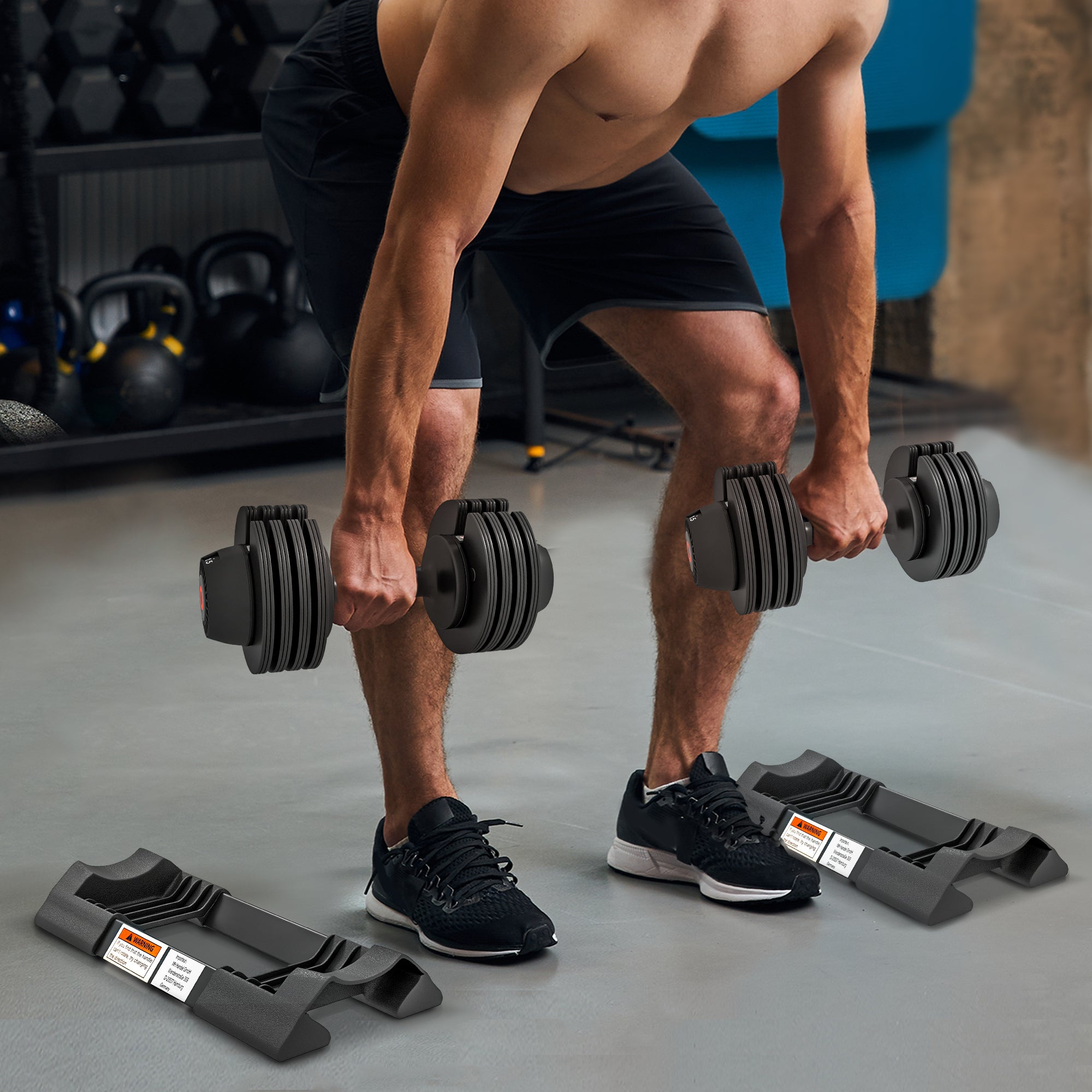 SPORTNOW Adjustable Weight Kit with Dumbbell Holder and Non-Slip Grip, in Steel and ABS, 33x16x16 cm, Black - Borgè