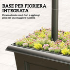 Outsunny 1.85m Stainless Steel Solar Garden Lamp with Adjustable Height, IP44 Waterproof