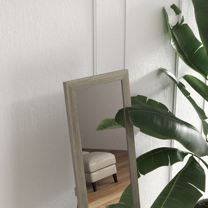 Vertical Wall or Floor Mirror with MDF Frame, 37x40x155 cm, Grey and Transparent