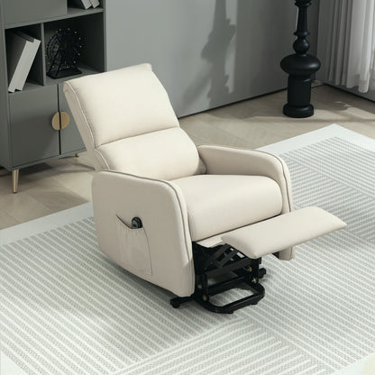 Electric Recliner Lift Chair with Remote Control and Fabric Pocket, Beige