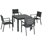 Extendable Aluminum Garden Table and 6 Chairs Set with Breathable Seat, Grey - Borge' Group Limited