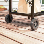 Barbecue Trolley with Steel Top and Foldable Shelf, Wheels and Hooks, 91x58x76 cm, Black