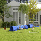 Pawhut Set Agility Dog 7 pieces with whistle and transport bag, plastic and ABS, 89x69x99 cm, blue orange white - Borgè