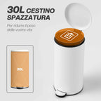 HOMCOM 30L Pedal Bin with Soft-Close Lid, Metal and PP, 36x30x63.5 cm, Cream White