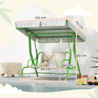 2-Seater Outdoor Children's Swing with Adjustable Canopy and Safety Belts, 112x75x120 cm, Green