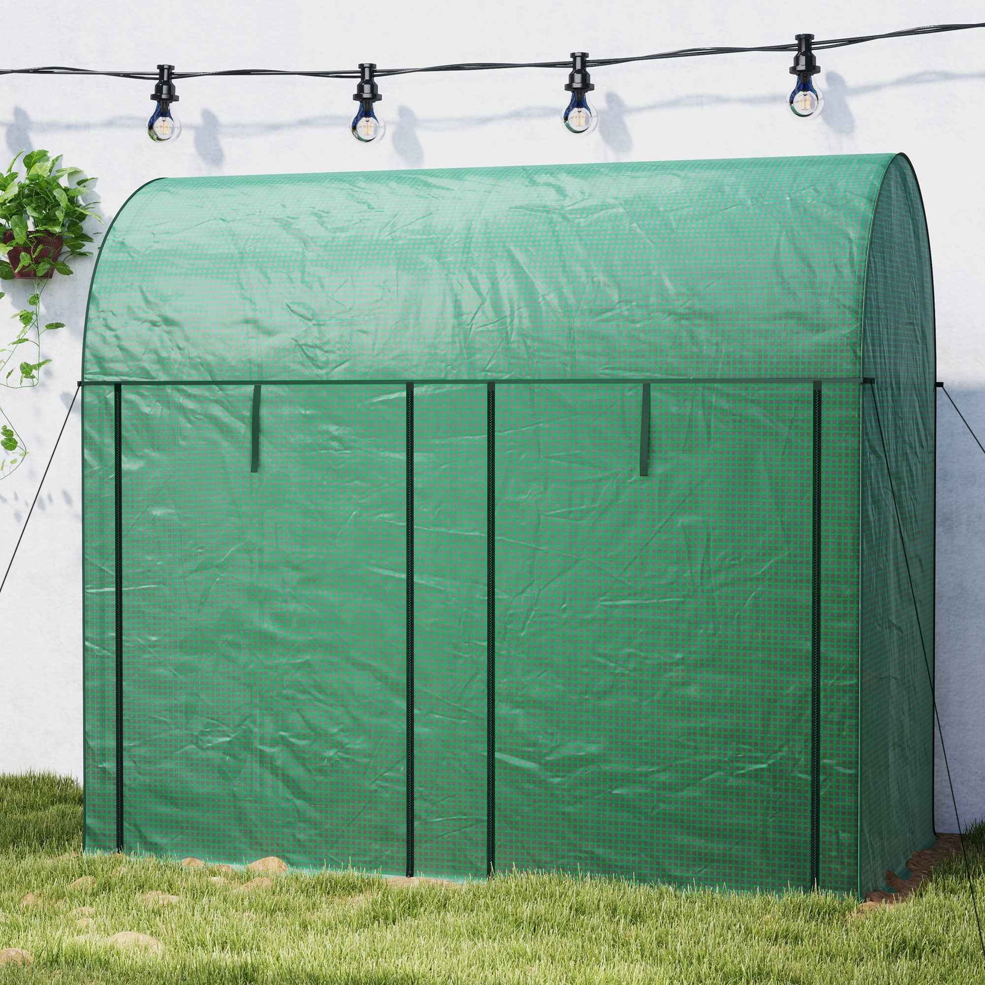 Outsunny 2m² Garden Greenhouse, 2 Roll-Up Doors, 140g/m² Anti-UV PE Cover, 2x1x1.78m, Green