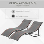 Outsunny Set of 2 Folding Garden Loungers, Aluminum and Textilene Sun Lounger, 61x165x63 cm