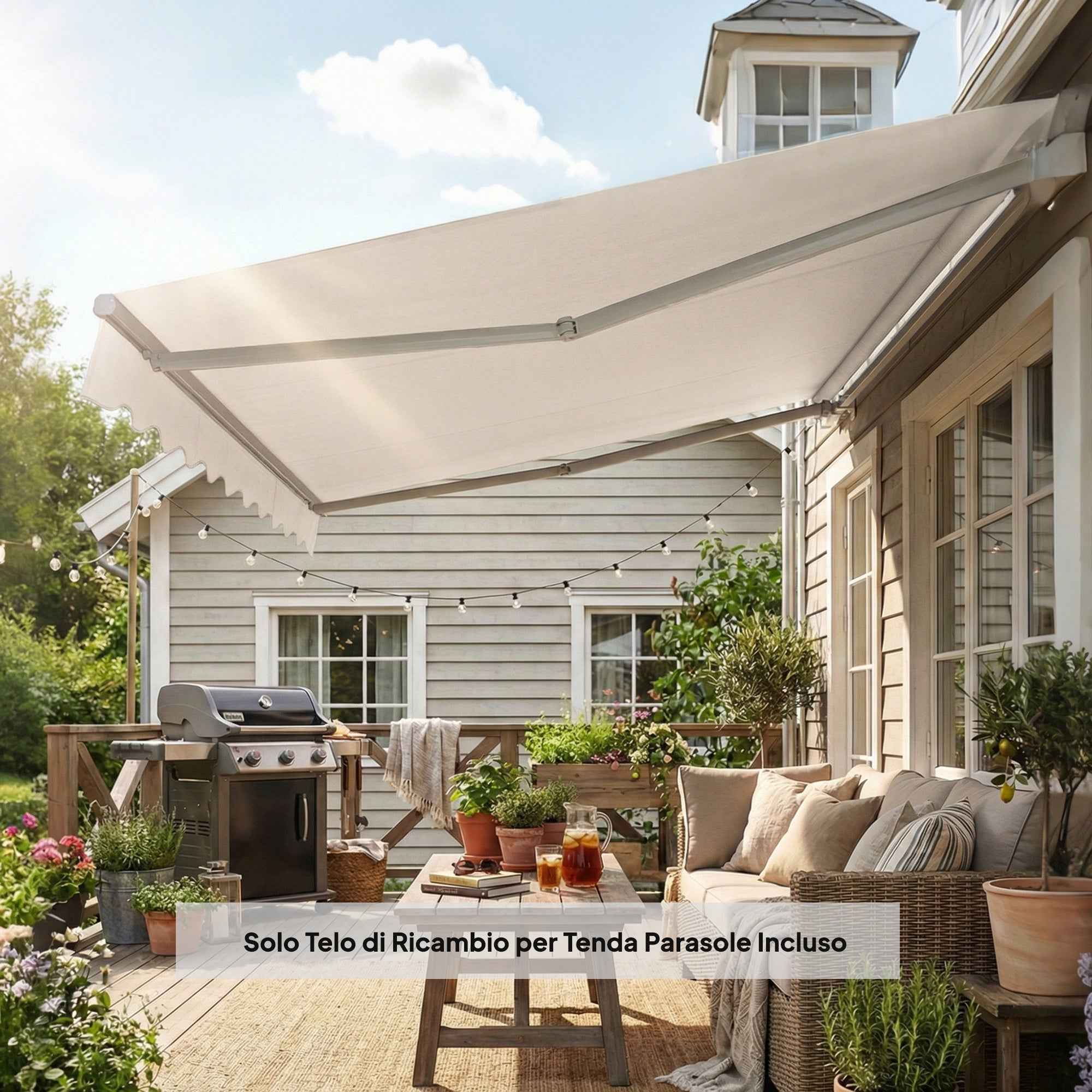 Outsunny Replacement Canopy for Retractable Awning, UV 50+ Polyester, 3.5x2.5 m, Cream