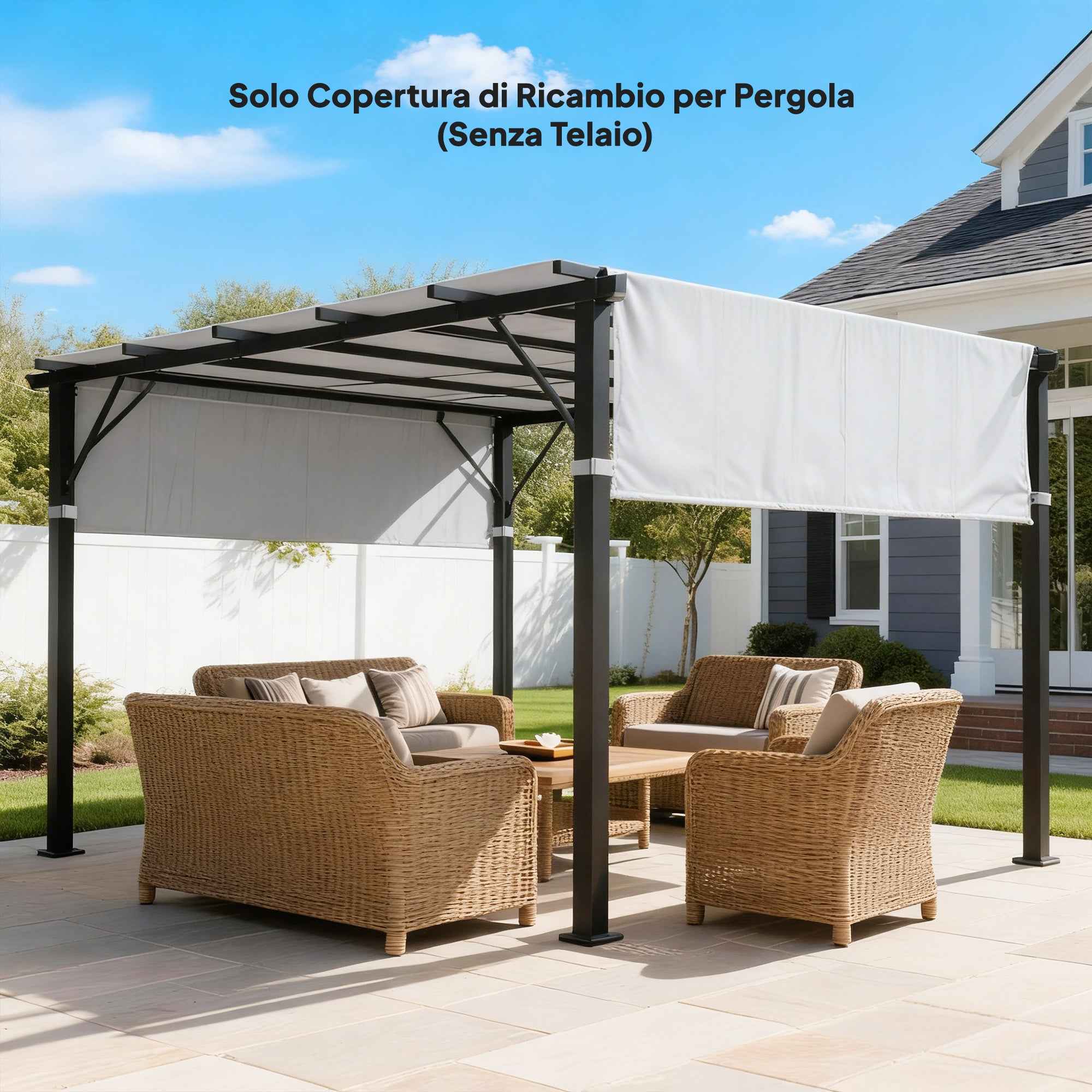 Outsunny Pergola Cover UV30+ Gazebo Canopy, 3x3m, Light Grey