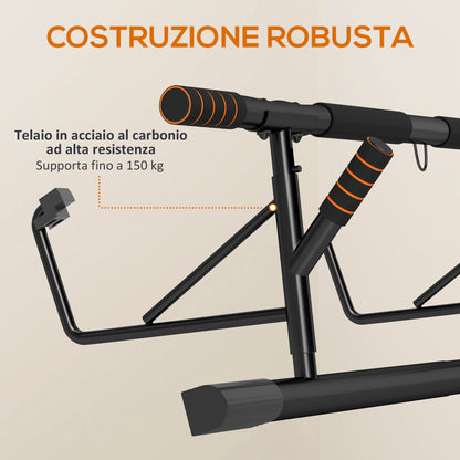 Pull-Up and Push-Up Bar with Padded Grips, in Steel and HDR, 100x50x27 cm, Orange and Black