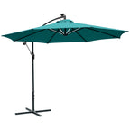 Garden Umbrella Ø3x2.5 m with Crank Arm and 8 Solar-Powered LED Strips, Green