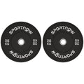 Set of 2 20kg Rubber Weight Discs with 2"/5 cm Hole for Dumbbells and Barbells, Black