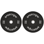 Set of 2 20kg Rubber Weight Discs with 2"/5 cm Hole for Dumbbells and Barbells, Black