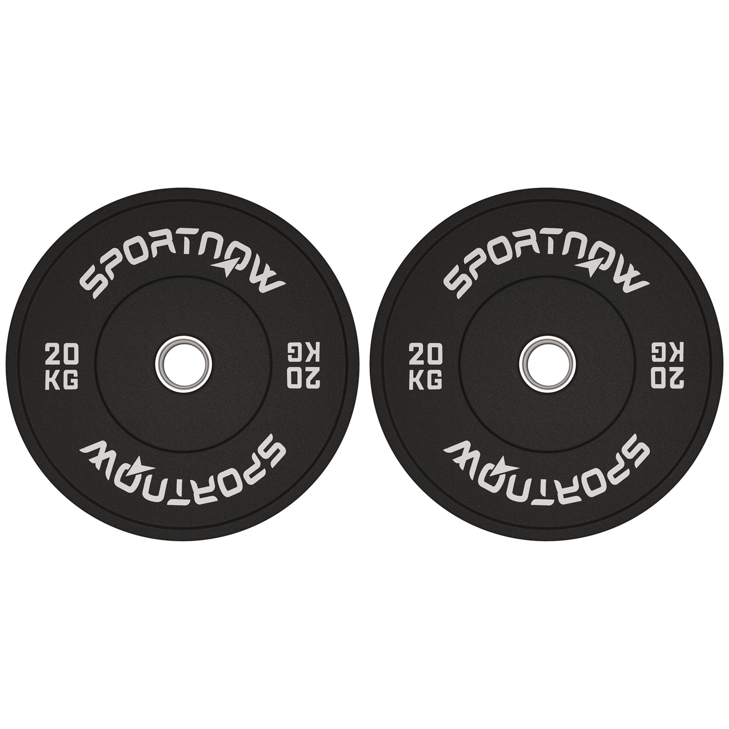 Set of 2 20kg Rubber Weight Discs with 2"/5 cm Hole for Dumbbells and Barbells, Black