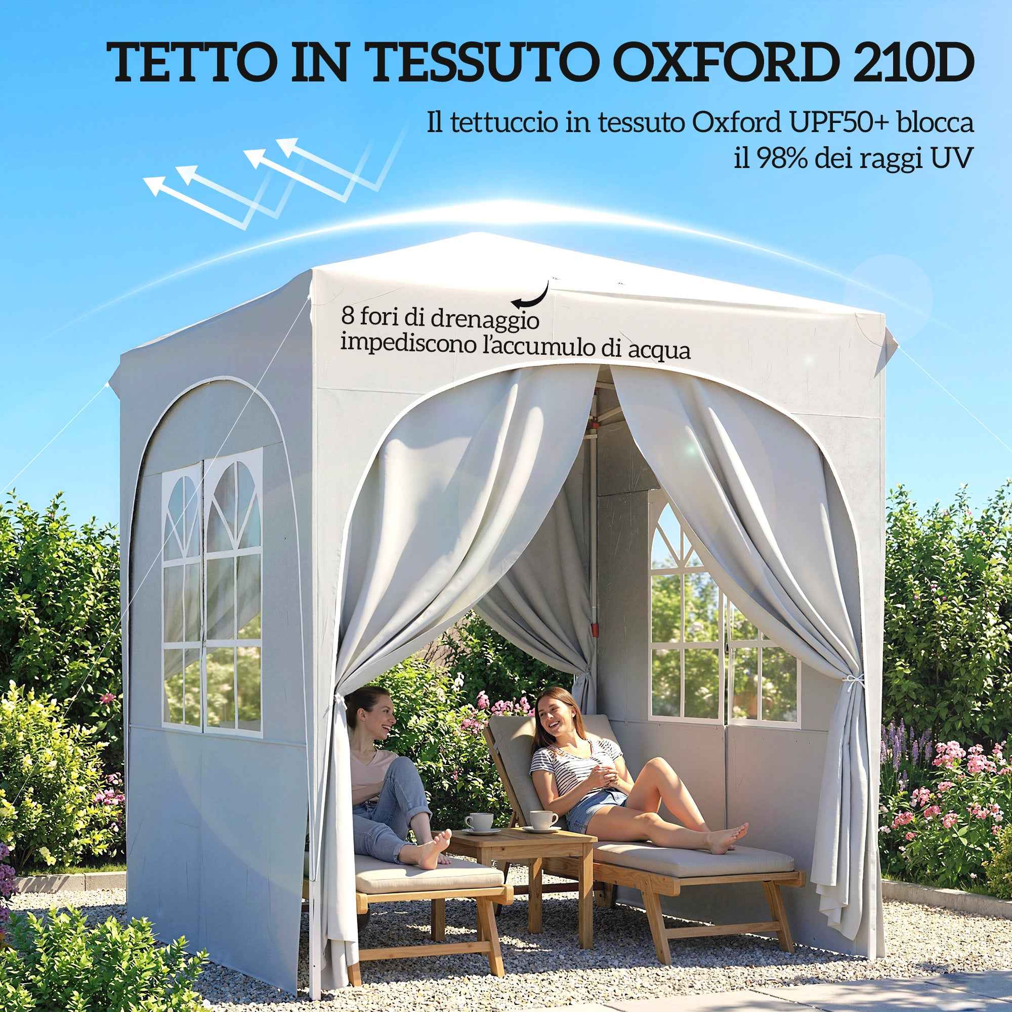 Outsunny Folding Gazebo Portable Garden Gazebo UPF50+ 2x2m Light Grey