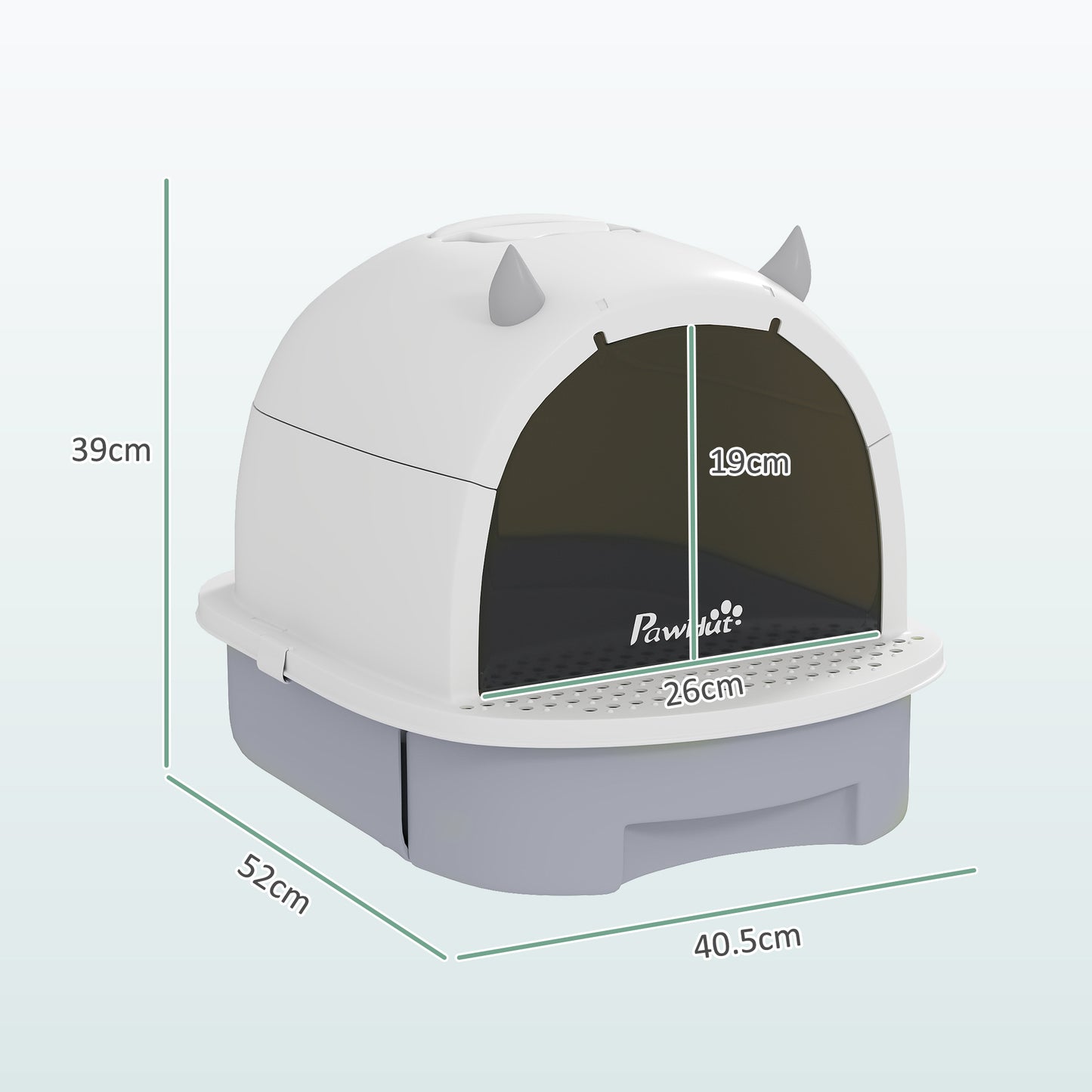 Closed Cat Litter Box with Removable Tray, Scoop and Activated Carbon Filter, Grey