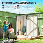 Outsunny Galvanized Steel Garden Shed with Door, 100x104x160 cm, Light Grey