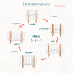 NIKA Convertible Cot – All White - Grows with Your Child from Birth to 5 Years