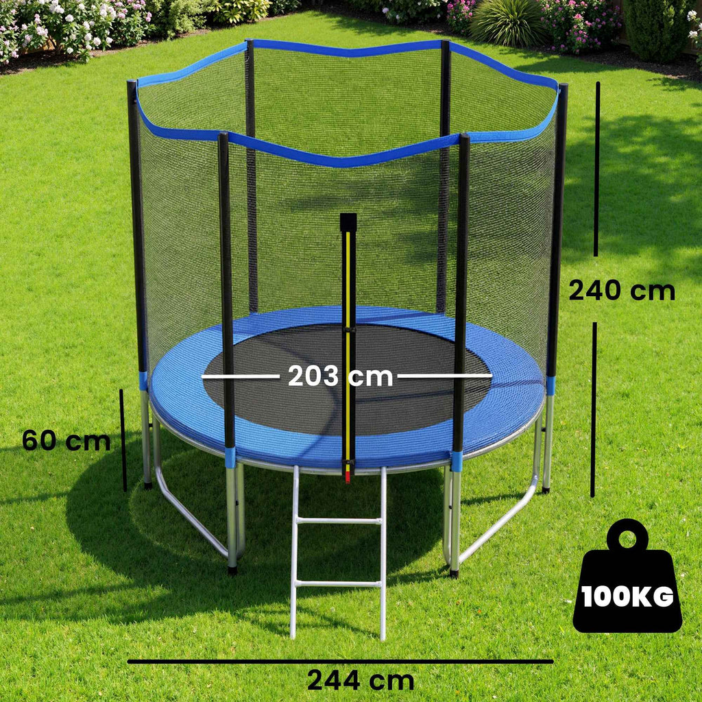 SPORTNOW 244cm Trampoline, Safety Net Included, Access Ladder