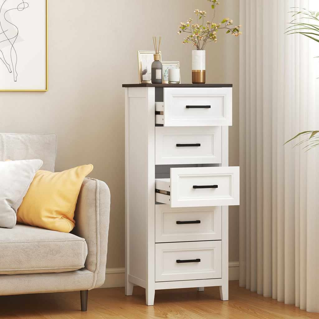 HOMCOM Chest of Drawers with 5 Drawers, Tall Unit for Bedroom and Living Room