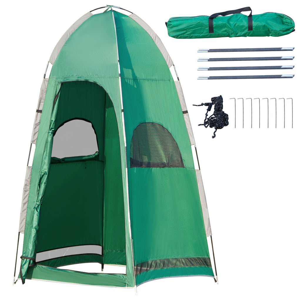 Camping Shower Tent with Carry Bag and Storage Pocket 122x122x213cm, Green