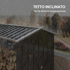 Wood Shed with Galvanized Steel Frame and Raised Base, 240x 86x160cm, Black