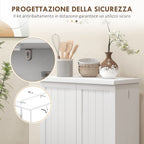 HOMCOM Kitchen Cabinet with 5 Central Shelves and 2 Side Shelves at 6 Levels, in MDF, 60x30x104 cm, White - Borgè