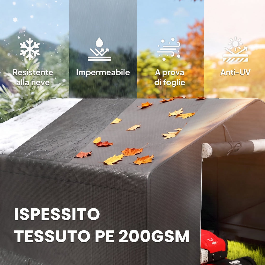 Outsunny 3x3m Waterproof Outdoor Motorcycle Garage Storage Shelter with Door and Roll-Up Vents, for Bikes and Tools, Dark Grey