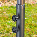 Outsunny Double Umbrella with 12 Ribs, Cross Base and Crank, Steel and Polyester, 455x265x238 cm, Beige